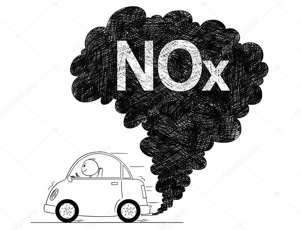 Vector Artistic Drawing Illustration of Car Air NOx Pollution
