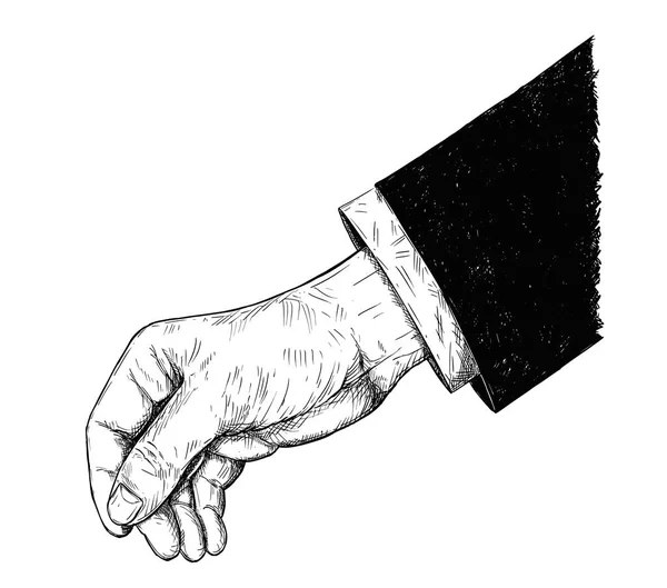 Векторна Художня Ручка Малюнок Чорнила Ілюстрація Руки Костюмі Тримає Щось — стоковий вектор