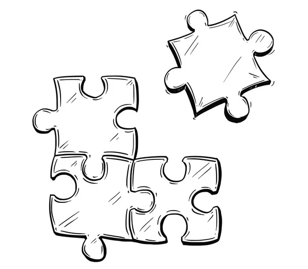 Vektor künstlerische Zeichnung Illustration von vier Puzzleteilen — Stockvektor