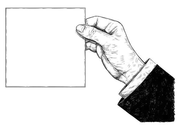 Dibujo artístico vectorial Ilustración de la mano sosteniendo papel en blanco — Archivo Imágenes Vectoriales