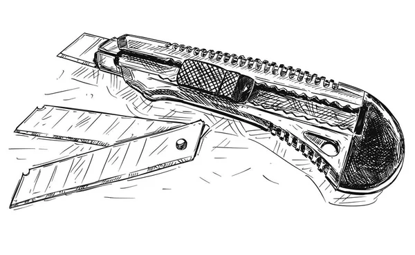 Dibujo artístico vectorial Ilustración de cuchillas y cuchillas de utilidad — Archivo Imágenes Vectoriales