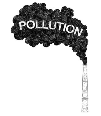 Vektör artistik çizim çizim baca, sanayi veya fabrika hava kirliliği