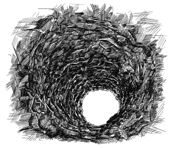 Umělecké kreslení vektorové ilustrace jeskyně tunelu ve skále — Stockový vektor