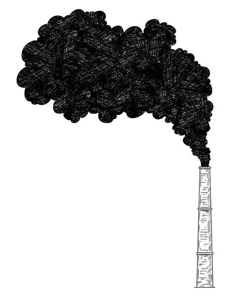 煙突、産業または工場大気汚染のベクトル芸術の描画イラスト — ストックベクタ