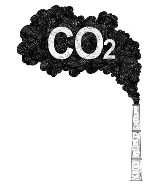 Baca, sanayi veya fabrika hava Co2 kirliliği vektör artistik çizim çizim