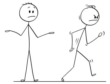 Kızgın adam konuşma şiddetle bırakarak, çizgi film