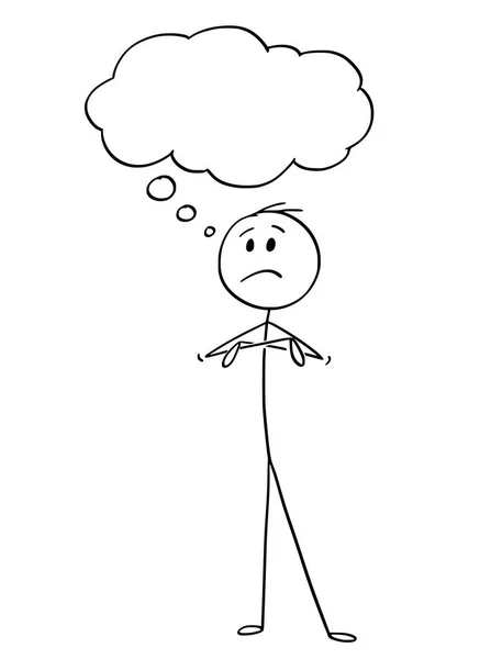 Cartoon of unhappy Man or Businessman With Empty Text Ballon or Bubble — Stock Vector