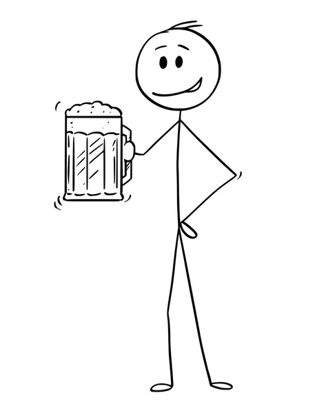 Desenho Desenhos Animados Ilustração Conceitual Homem Segurando Meio Litro Meio — Vetor de Stock