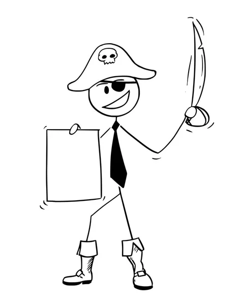 Cartoon Stick Dessin Illustration Conceptuelle Pirate Homme Affaires Avec Bandeau — Image vectorielle