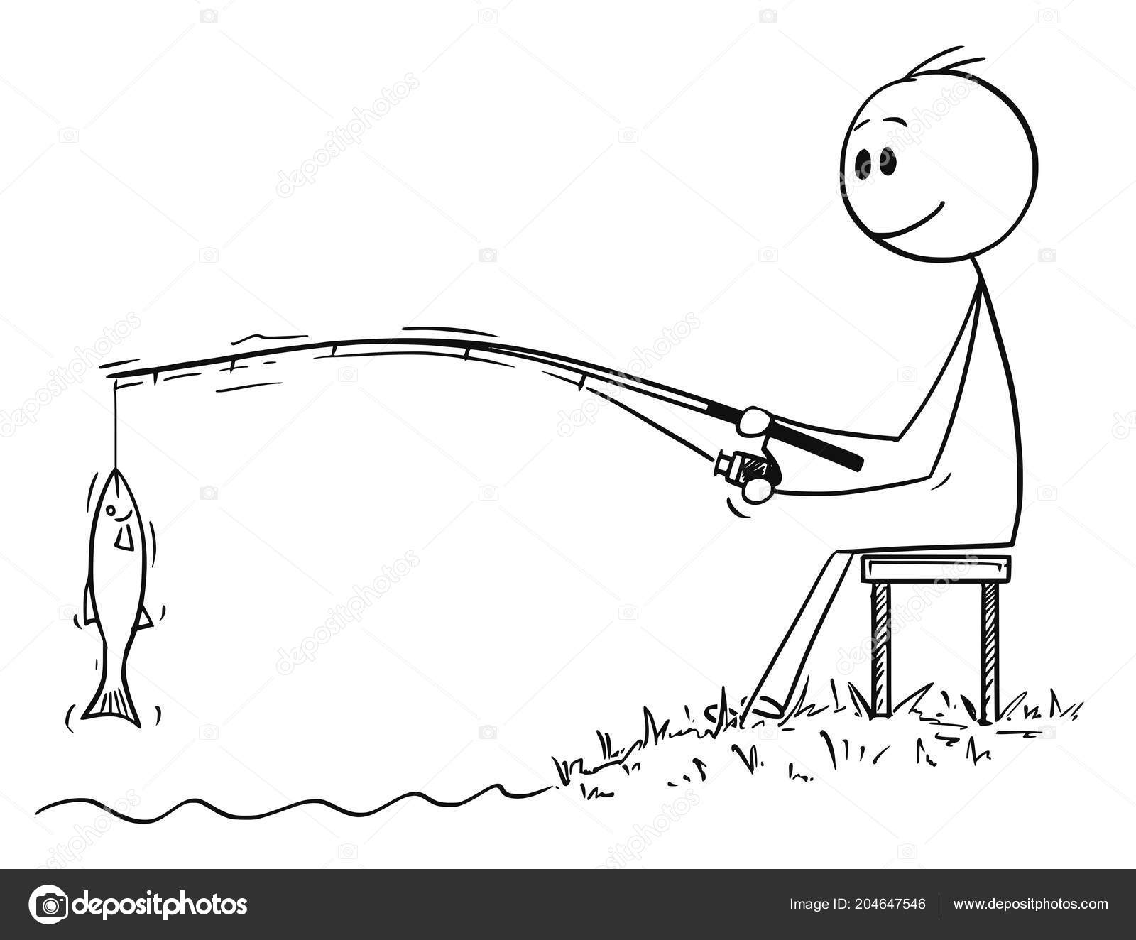 Cartoon of Man or Fisherman Fishing on the River or Lake Shore Catching a Fish Stock Vector Image by ©ursus@ #204647546 Cartoon of Man or Fisherman Fishing on the River or Lake Shore Catching a Fish Stock Vector Image by ©ursus@ #204647546