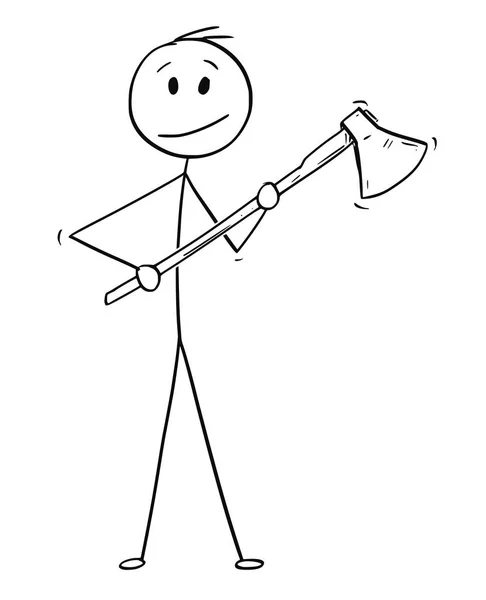 Karikatur eines Mannes oder Holzfällers mit Axt — Stockvektor