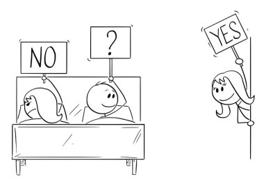 Çizgi film kötü, adam kadın ama başka bir kadın tarafından reddedildi çiftin onu çekici olduğunu