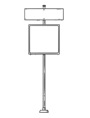 Vektör iki boş alanlar ile trafik işareti karikatür çizim metni