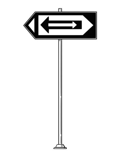 Vector Cartoon Drawing of Traffic Sign With Arrows Inside Arrows Pointing Both Left and Right — Stock Vector