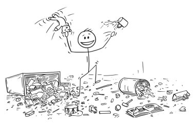 Karikatür yapıyorum karışıklık yaramaz ya da asi küçük çocuk