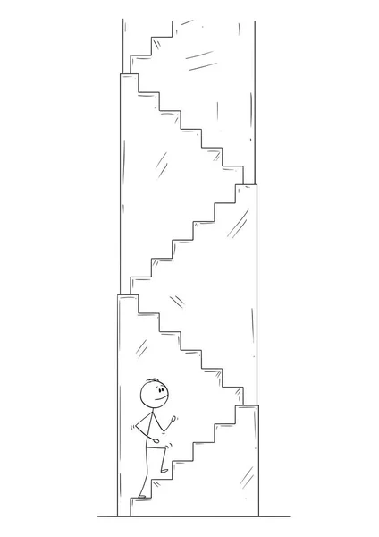 Γελοιογραφία του ανθρώπου ή επιχειρηματίας περπάτημα μέχρι το σκάλες — Διανυσματικό Αρχείο