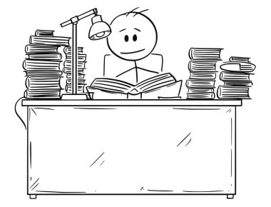 Karikatür okuma veya kitaptan öğrenme öğrenci