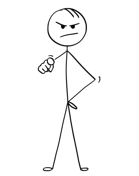 Karikatur eines wütenden Mannes oder Geschäftsmannes, der in die Kamera zeigt — Stockvektor