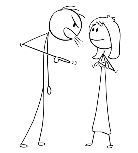 Caricature d'une femme ou d'une femme d'affaires qui est calme et souriante pendant que le patron lui crie dessus — Image vectorielle