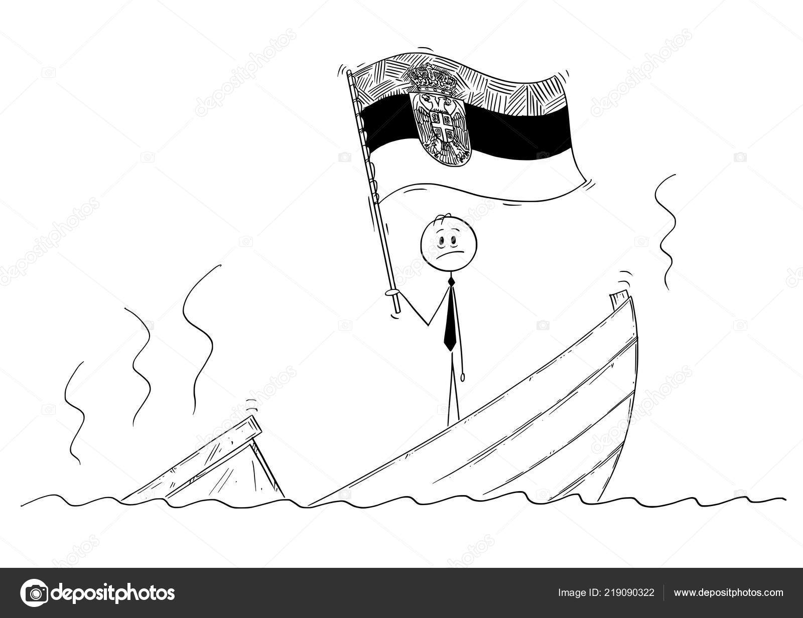 Cartoon Of Politician Standing Depressed On Sinking Boat