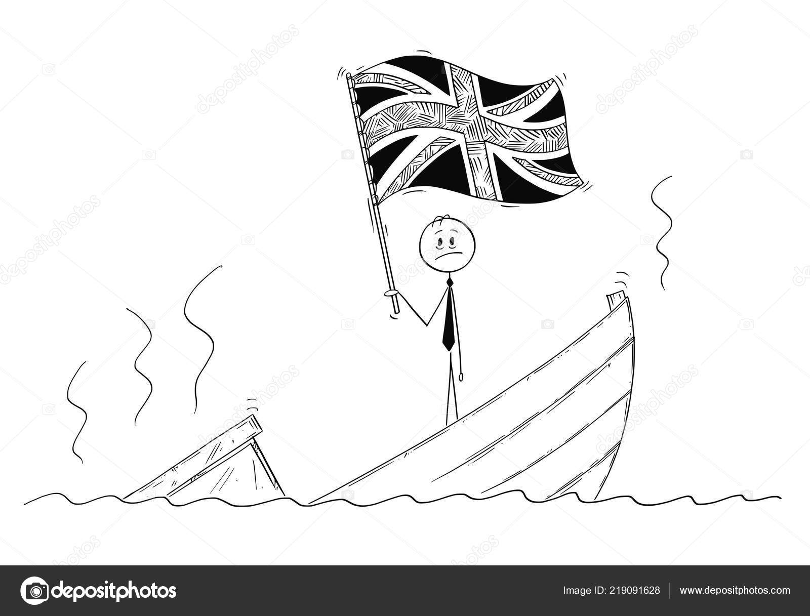 Cartoon Of Politician Standing Depressed On Sinking Boat