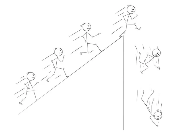 Desenhos animados conceituais de pessoas seguindo seu sonho e desilusão quando encontram a realidade —  Vetores de Stock