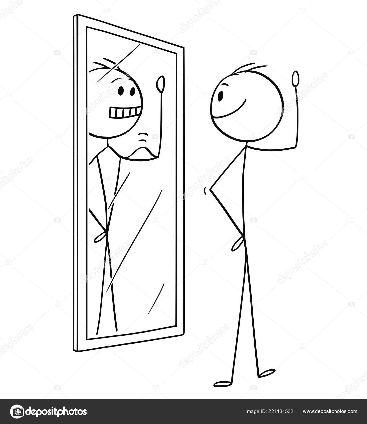 Cartoon of Man Looking at Himself in the Mirror and Seeing Yourself in  Better Shape and Muscular Stock Vector Image by ©ursus@  #221131532