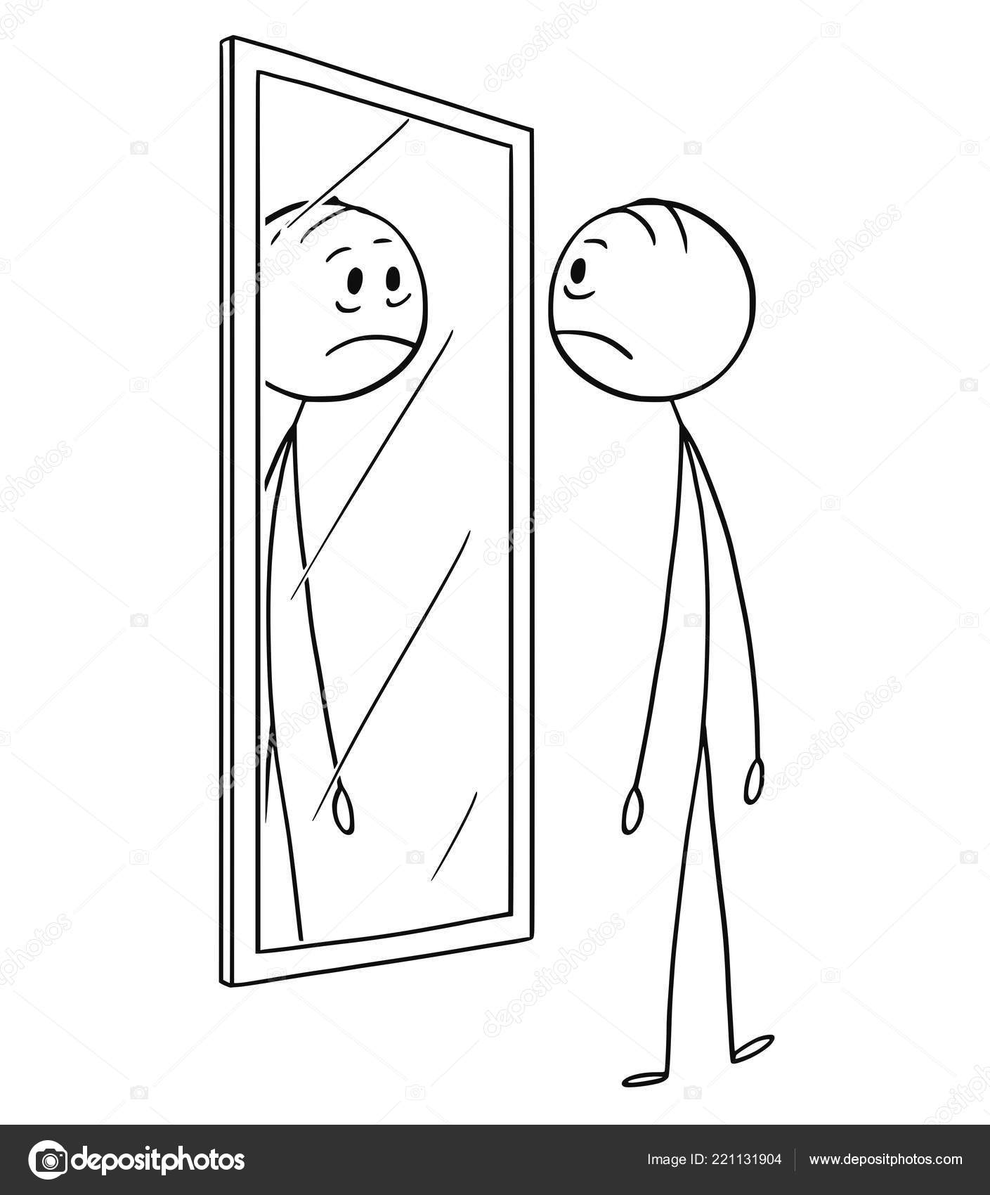 Cartoon of Sad Depressed Man Looking at Himself in the Mirror Stock Vector Image by ©ursus@ #221131904 Cartoon of Sad Depressed Man Looking at Himself in the Mirror Stock Vector Image by ©ursus@ #221131904