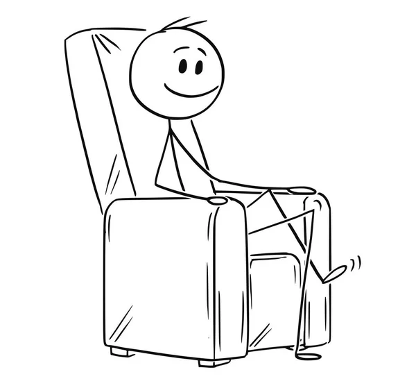 Cartone animato di uomo felice o uomo d'affari seduto in poltrona — Vettoriale Stock