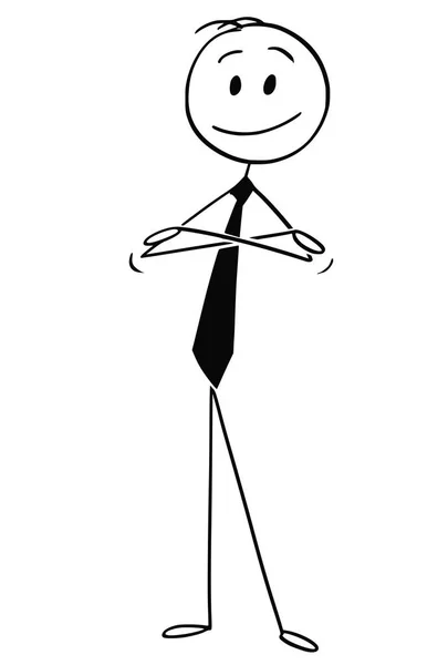 Karikatur eines selbstbewussten Mannes oder Geschäftsmannes mit verschränkten Armen — Stockvektor