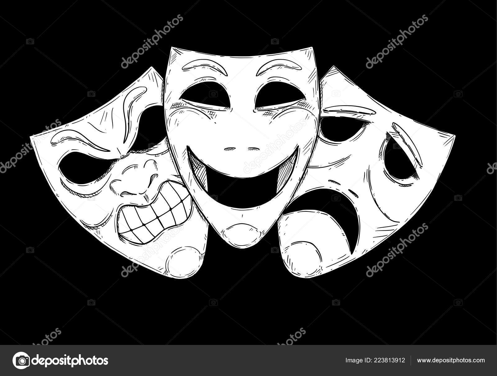 Vector Illustration Dessin Artistique Du Masque De Comédie