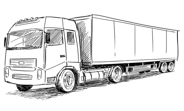 Vector Sketch Drawing Illustration of Truck — Stock Vector