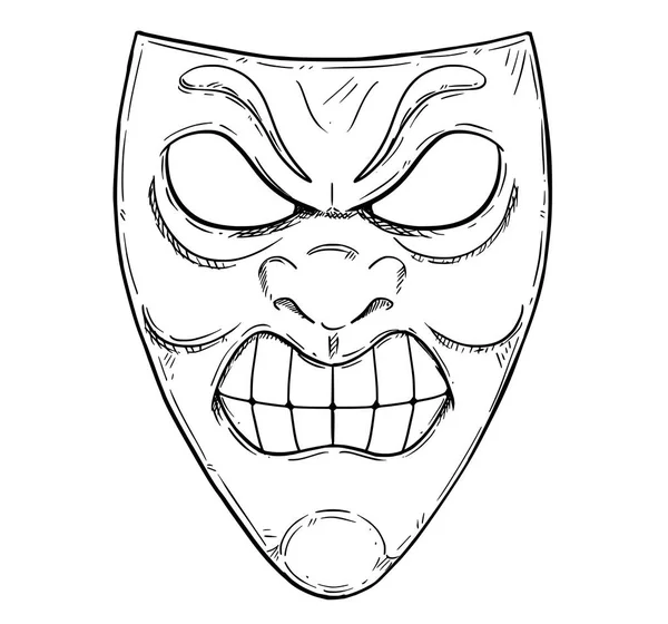 Vectorillustratie artistieke tekening van boze agressieve Comedy masker — Stockvector