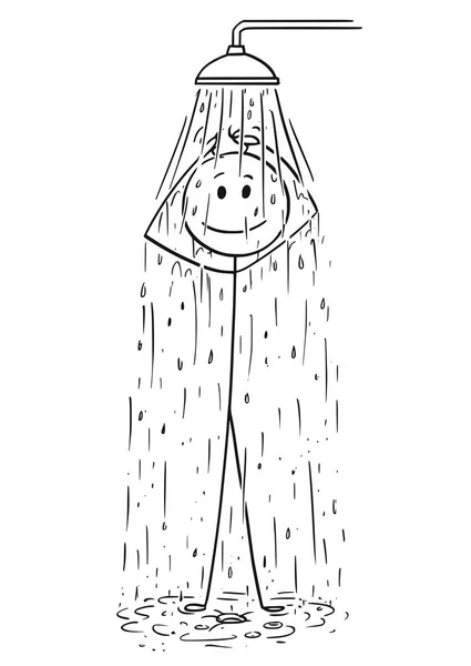 Desenhos animados do homem tomando um chuveiro —  Vetores de Stock