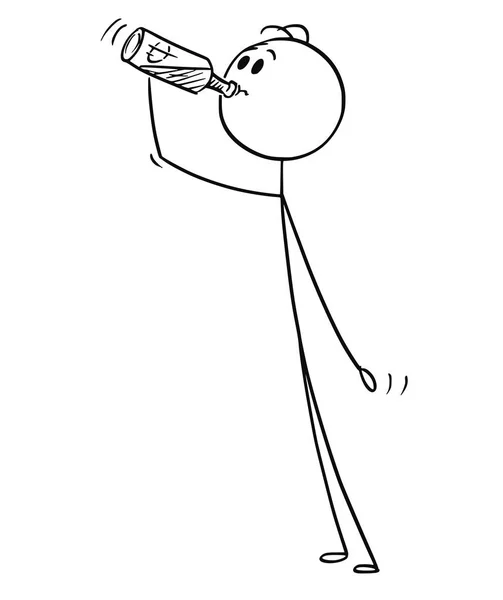 Kreslený Stick Výkresu Konceptuální Ilustrace Člověka Pijícího Skla — Stockový vektor