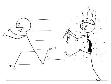 Cartoon of Scared Man Running Away From Zombie vector Cartoon of Scared Man Running Away From Zombie vector