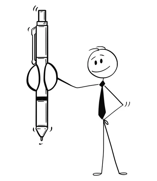 Caricature de l'homme d'affaires offrant stylo — Image vectorielle