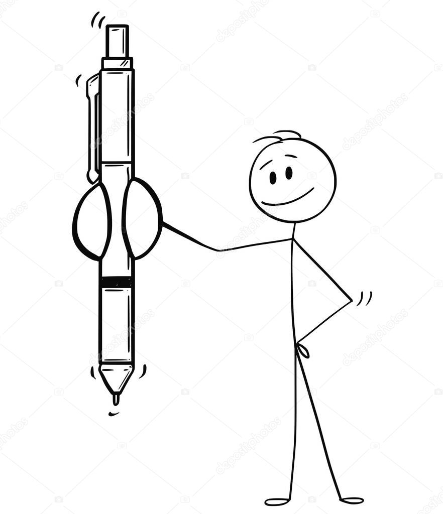 Cartoon of Man or Businessman Offering Pen