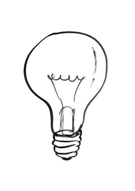 Siyah mürekkep ampul çizim el