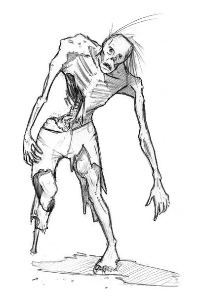 Negro Grunge áspero dibujo a lápiz de Zombie —  Fotos de Stock