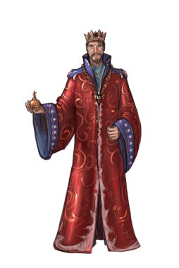 Concept Art Fantasy Illustration of King in Red Robe or Gown clipart