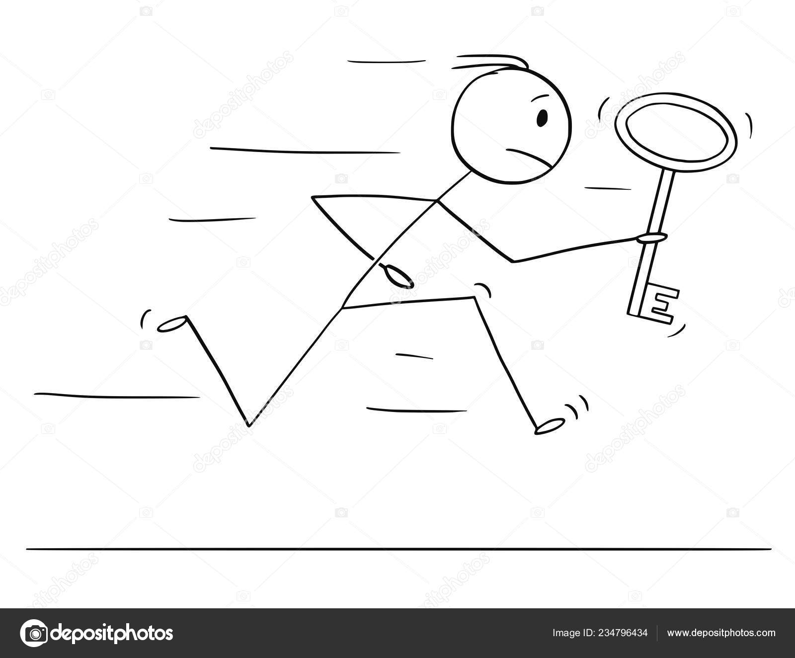 Stick figure in thinking posture. Stick man thinking about a solution to a  question. Vector illustration isolated on white Stock Vector