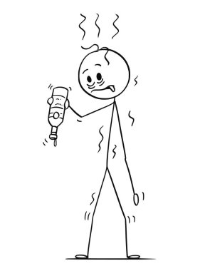 Karikatür susuz sarhoş adam kimin şişe, içki boş 's