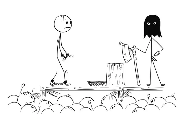Karikatur eines Mannes, der auf eigene Faust hingerichtet wird — Stockvektor