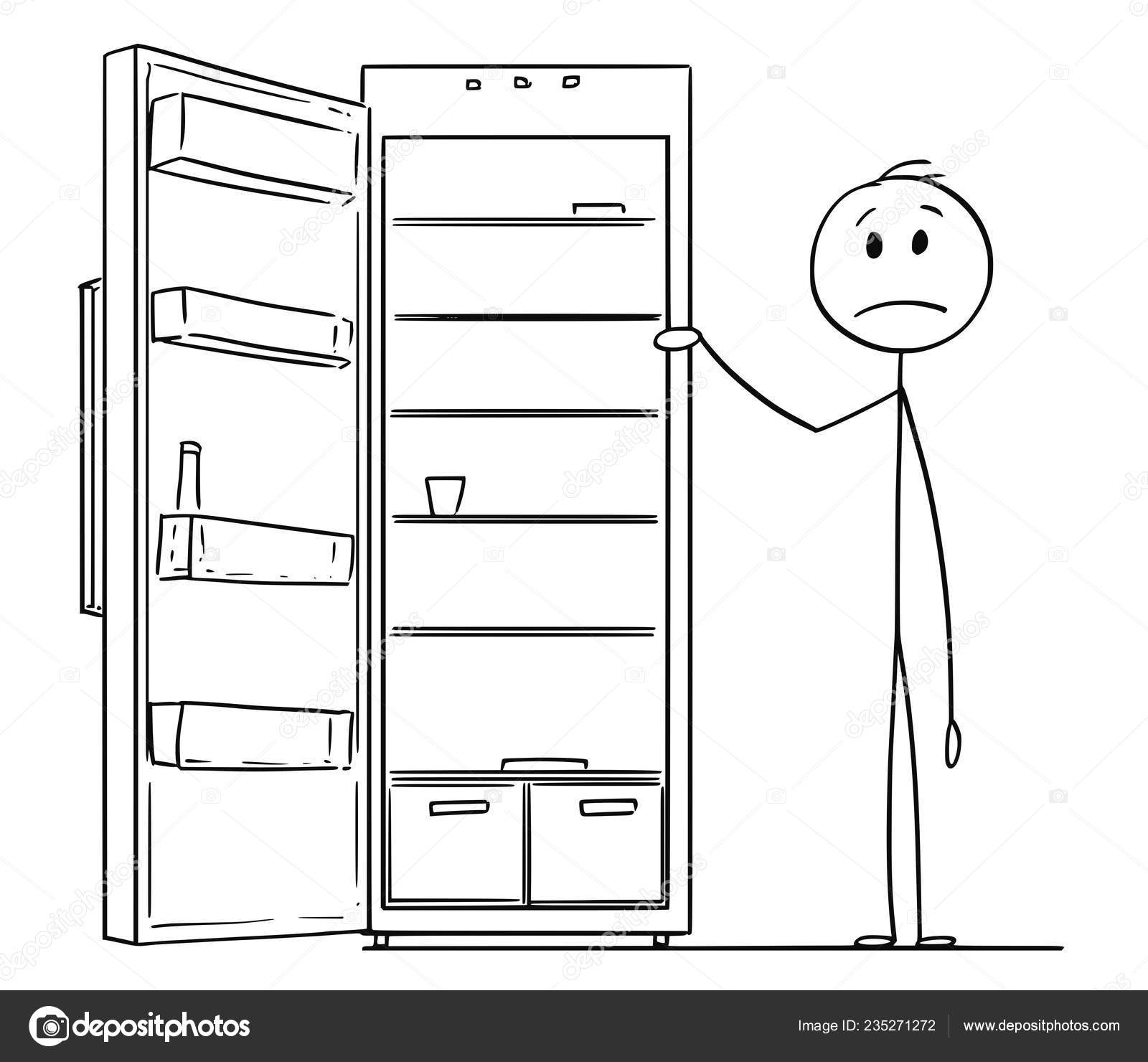 Cartoon of Hungry Man and Empty Fridge or Refrigerator Stock Vector Image by ©ursus@ #235271272 Cartoon of Hungry Man and Empty Fridge or Refrigerator Stock Vector Image by ©ursus@ #235271272