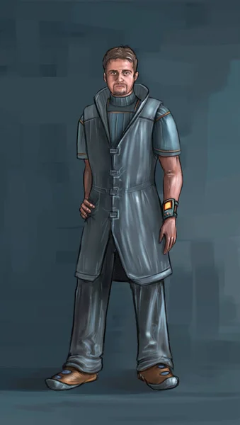 Koncepcyjna ilustracja Science Fiction mężczyzny w futurystyczną odzież projekt — Zdjęcie stockowe