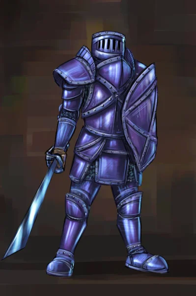 Concept Art Fantasy Illustration of Warrior Knight in Full Armor — Stock Photo, Image