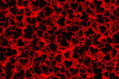 Sevgililer günü 3d arka plan koyu parlak kırmızı kalp
