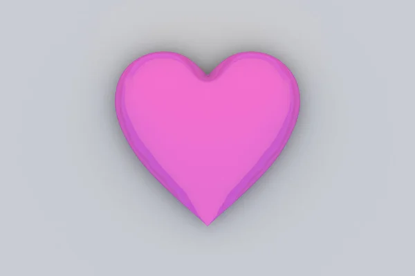 Alla hjärtans dag abstrakt 3d bakgrund med stora rosa hjärtan på grå bakgrund — Stockfoto