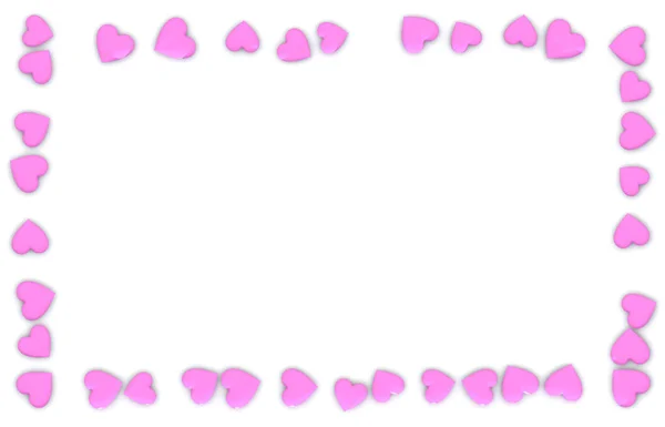 День Святого Валентина Абстрактна 3D рамка для тла з маленьких рожевих сердець на білому тлі — стокове фото